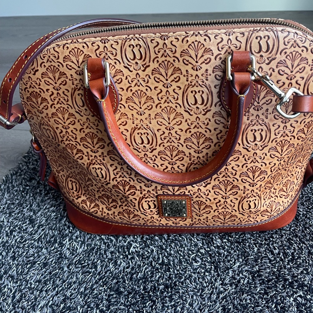 Dooney & Bourke Club 33 Brown Embossed Satchel